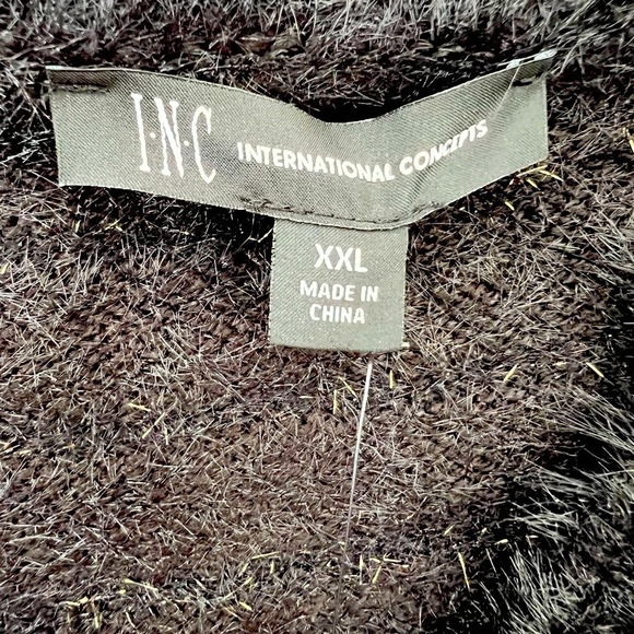 INC International Concepts Eyelash Pullover Black & Gold Sweater - Picture 2 of 8